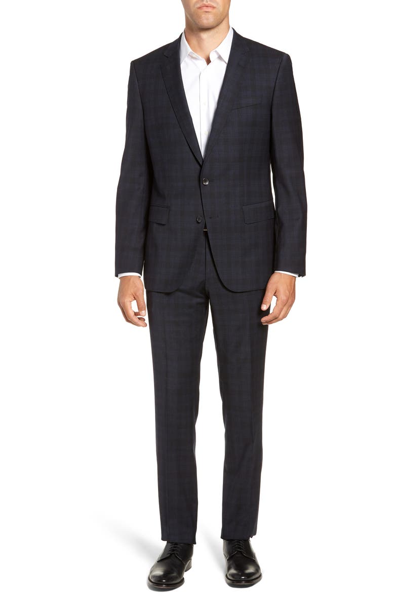 BOSS Huge/Genius Slim Fit Stretch Plaid Wool Suit, Main, color,