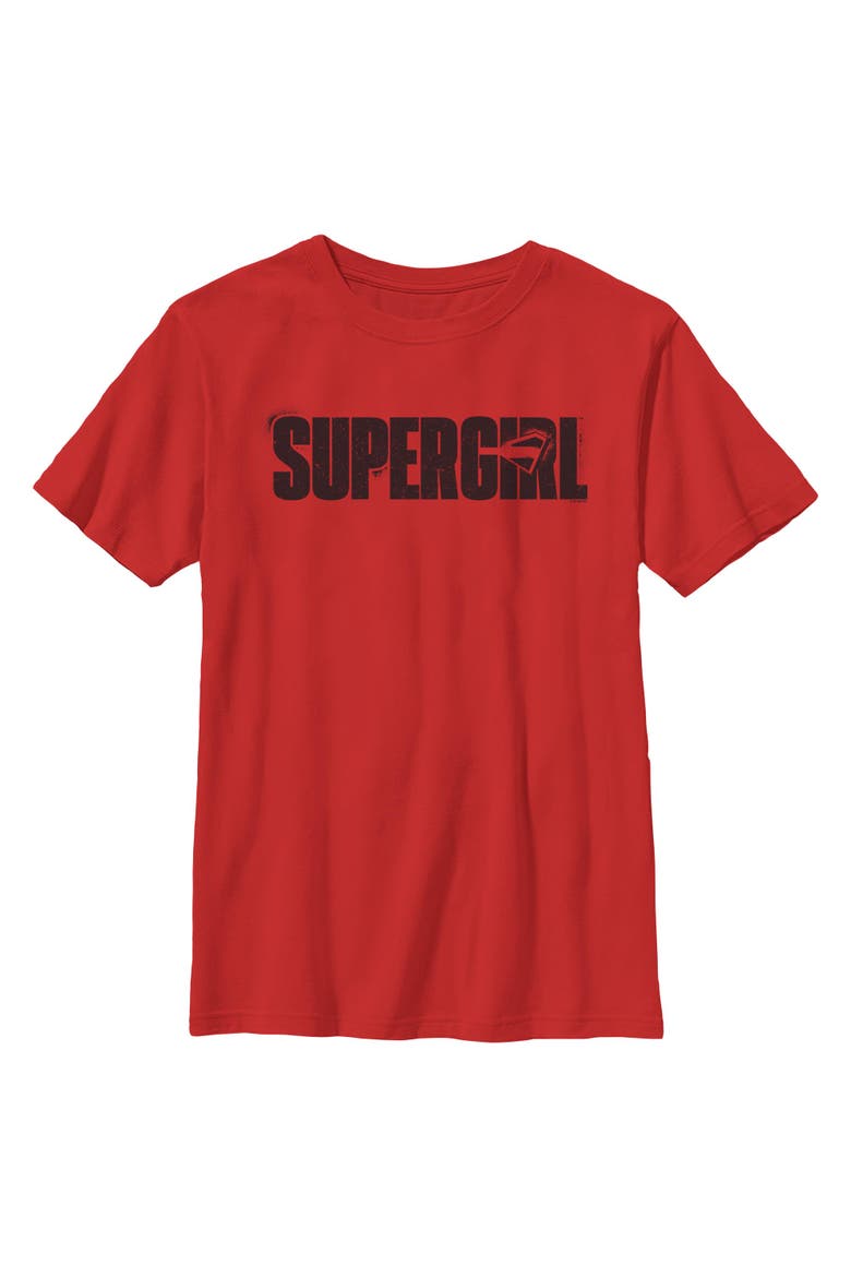 Boy's Supergirl New Spray Logo  Graphic T-Shirt, Main, color, Red