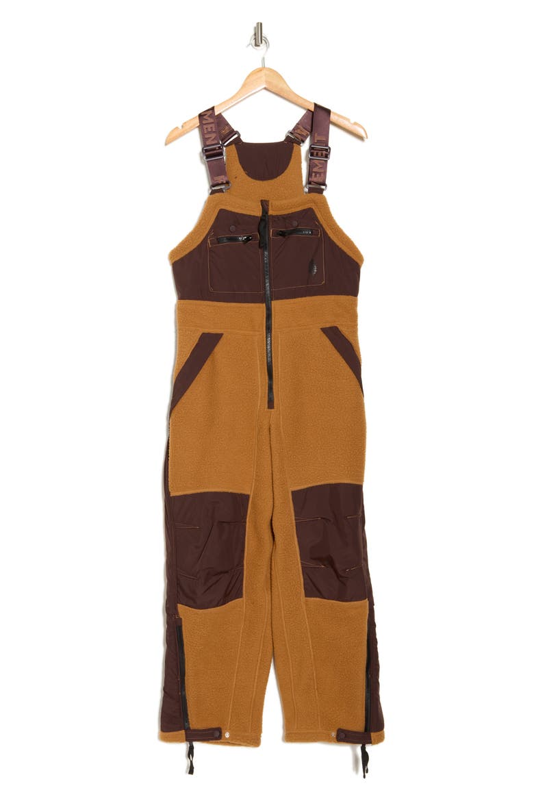 Hit the Slopes High Pile Fleece Snow Bibs, Alternate, color, CAMEL COMBO