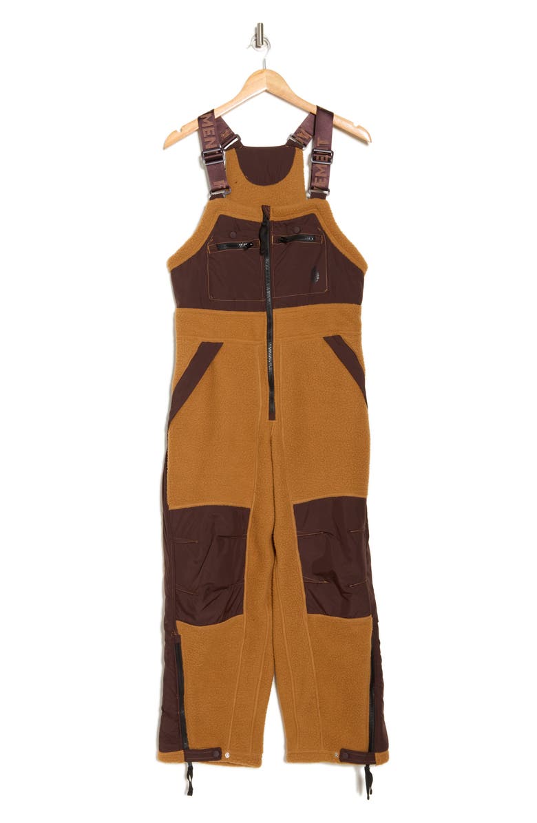 FP Movement by Free People Hit the Slopes High Pile Fleece Snow Bibs, Alternate, color, Camel Combo