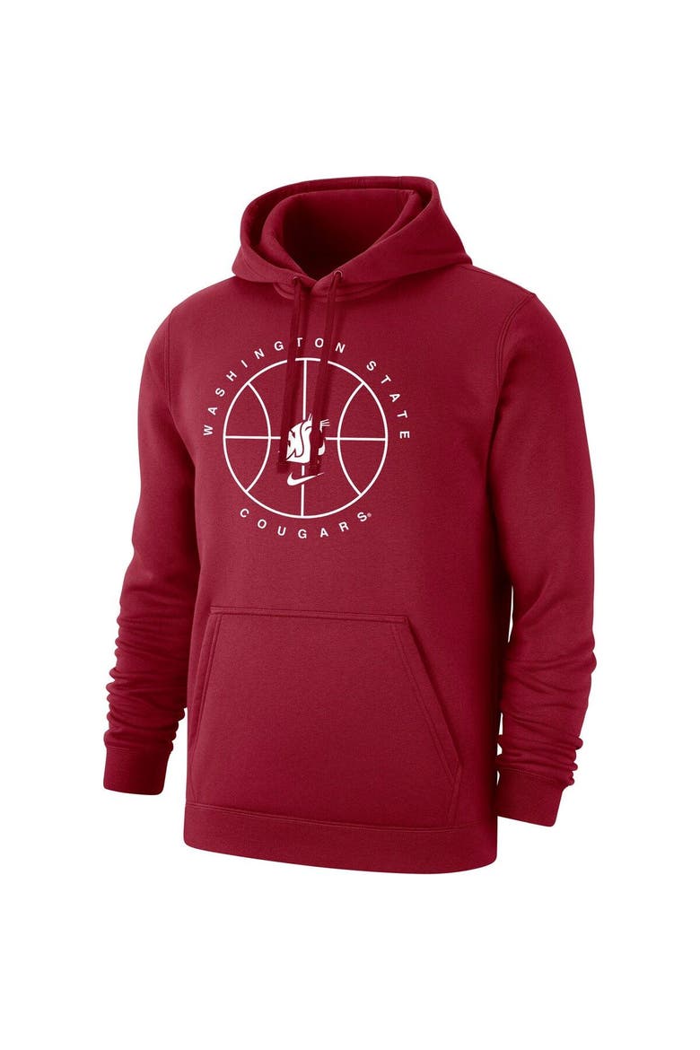 Men's Nike Crimson Washington State Cougars Basketball Icon Club Fleece Pullover Hoodie, Alternate, color, Crimson