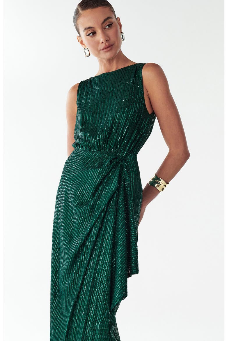 Dewan Maxi Dress, Alternate, color, Emerald Sequin