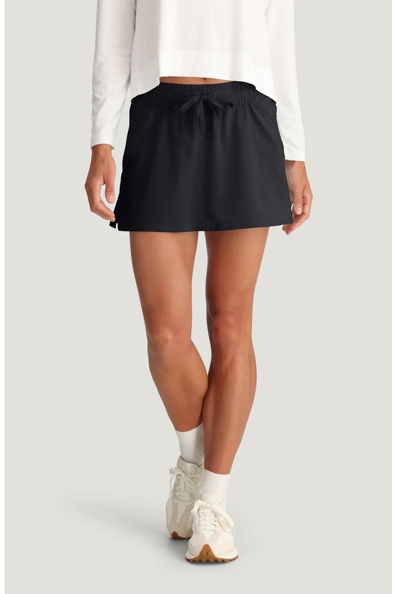 Driftlight Drawstring Miniskirt, Main, color, BLACK