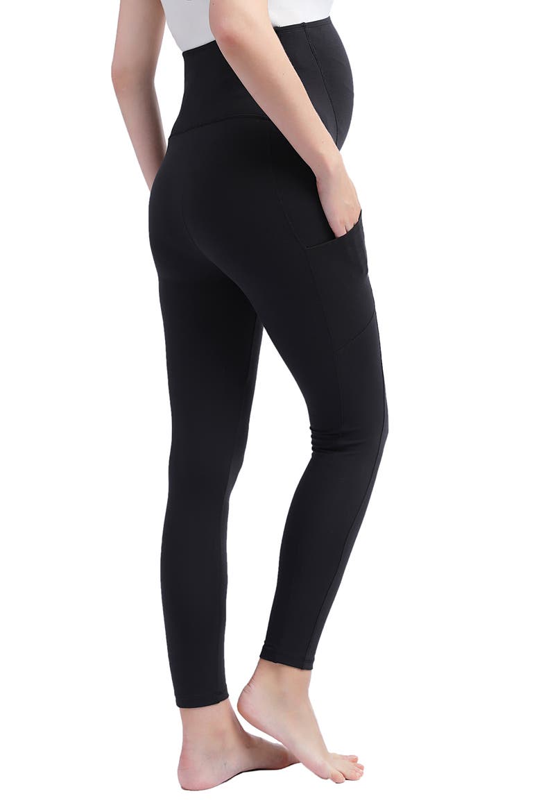 Sol Bellyback Support Maternity Leggings, Alternate, color, BLACK