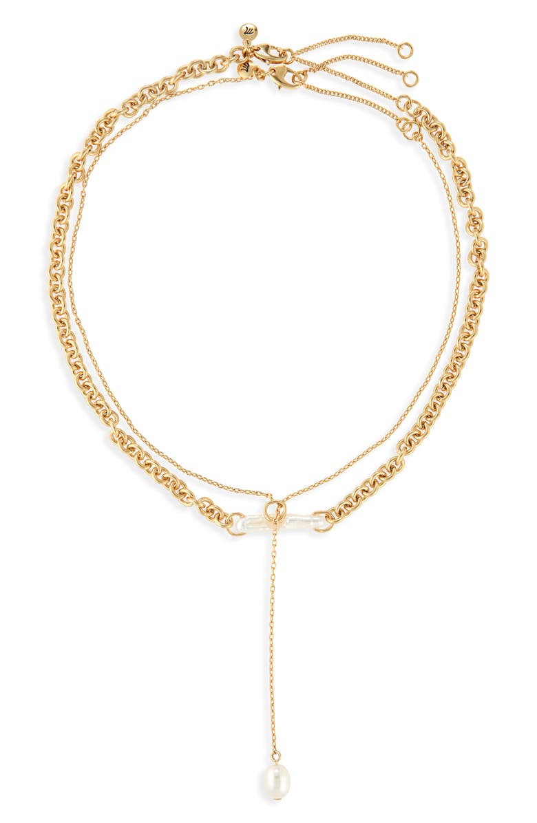 Madewell Set of Two Freshwater Pearl Necklaces, Main, color, Pale Gold