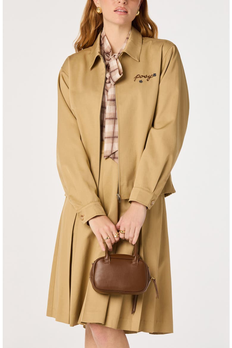 Alice Embroidered Cotton Blend Jacket, Alternate, color, KHAKI