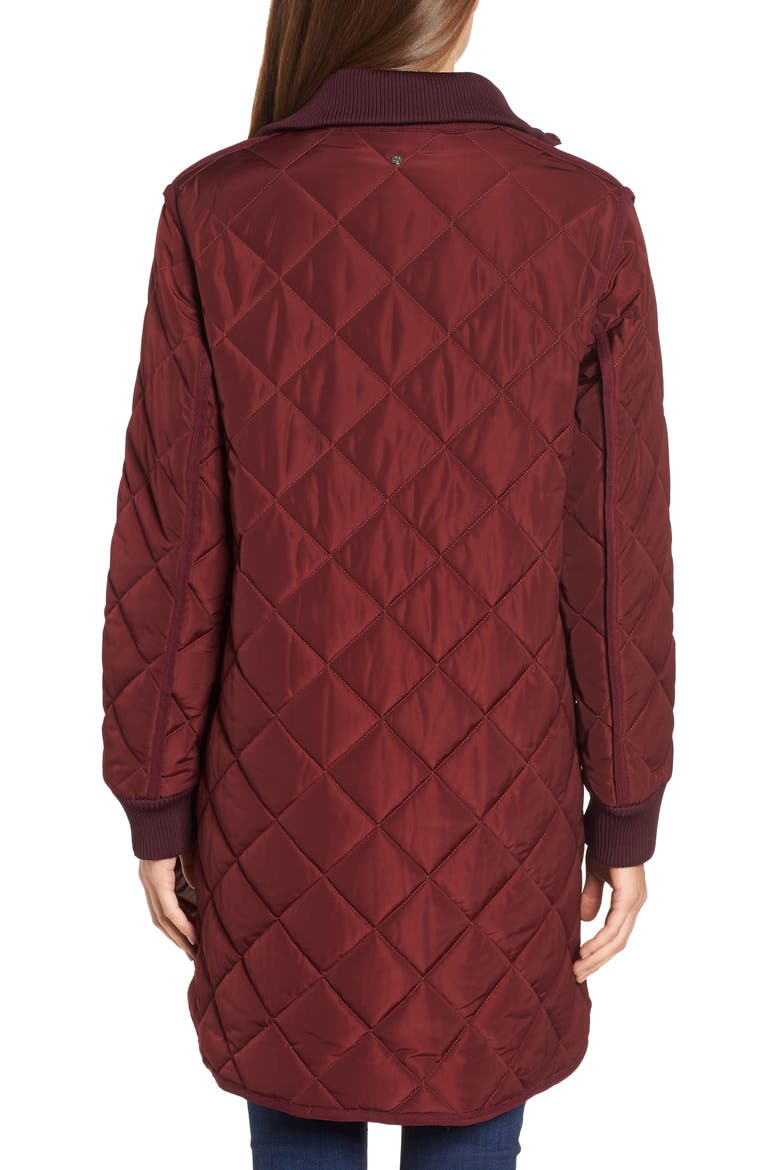 Quilted A-Line Jacket, Alternate, color, OXBLOOD