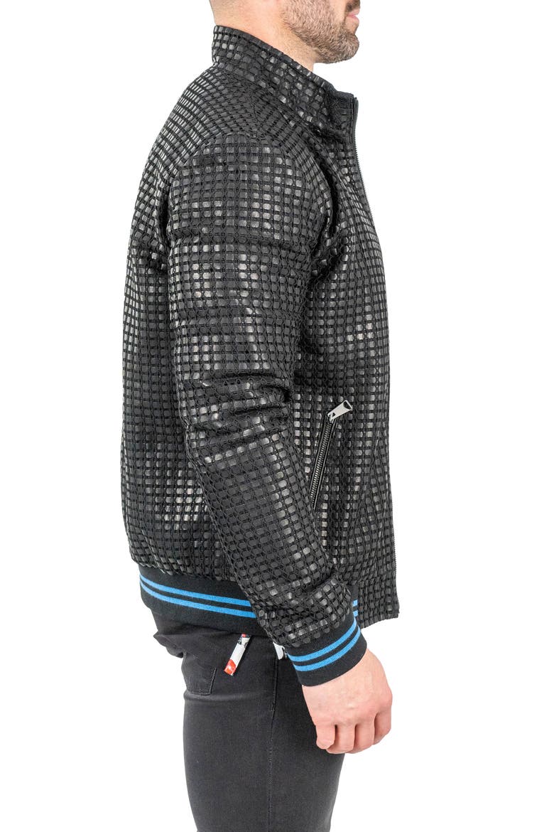 Geometric Leather Jacket, Alternate, color, BLACK
