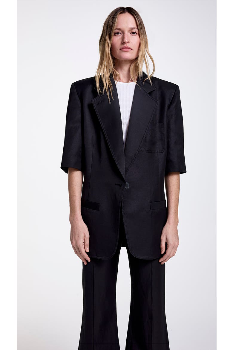 Short Sleeve Oversized Blazer, Main, color, Black