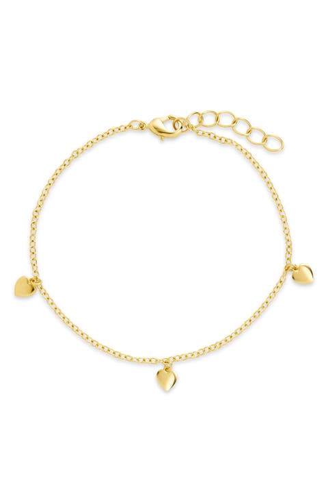 Farrah Flat Heart Station Chain Bracelet