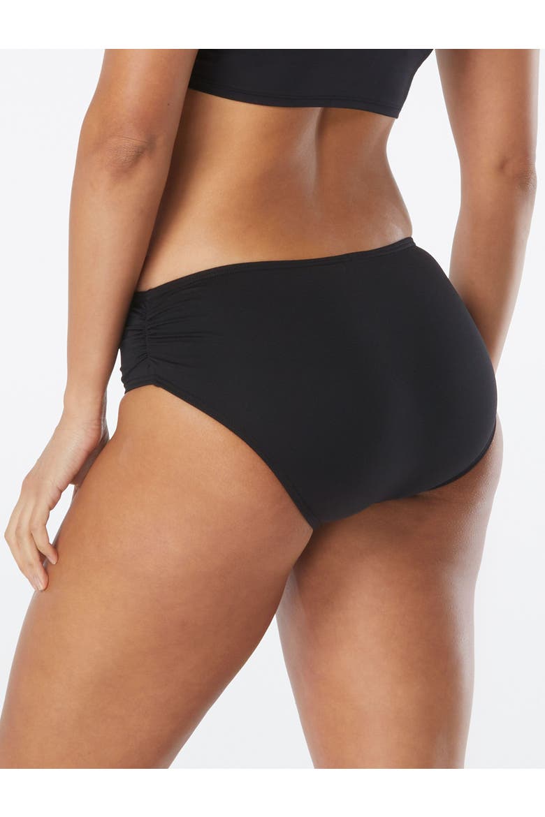 Prime Side Shirred Bikini Swim Bottom, Alternate, color, Cast-Black