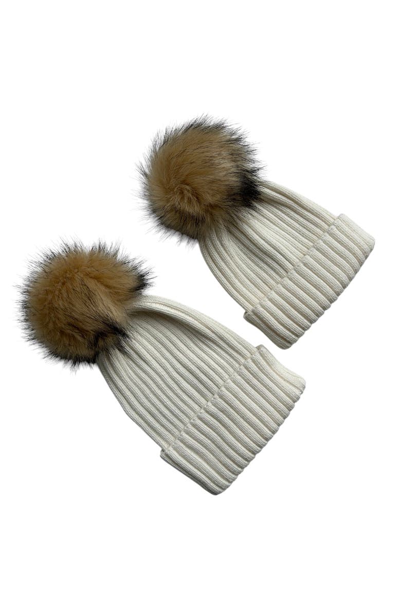 Mom n Me Beanie Set, Alternate, color, Ecru