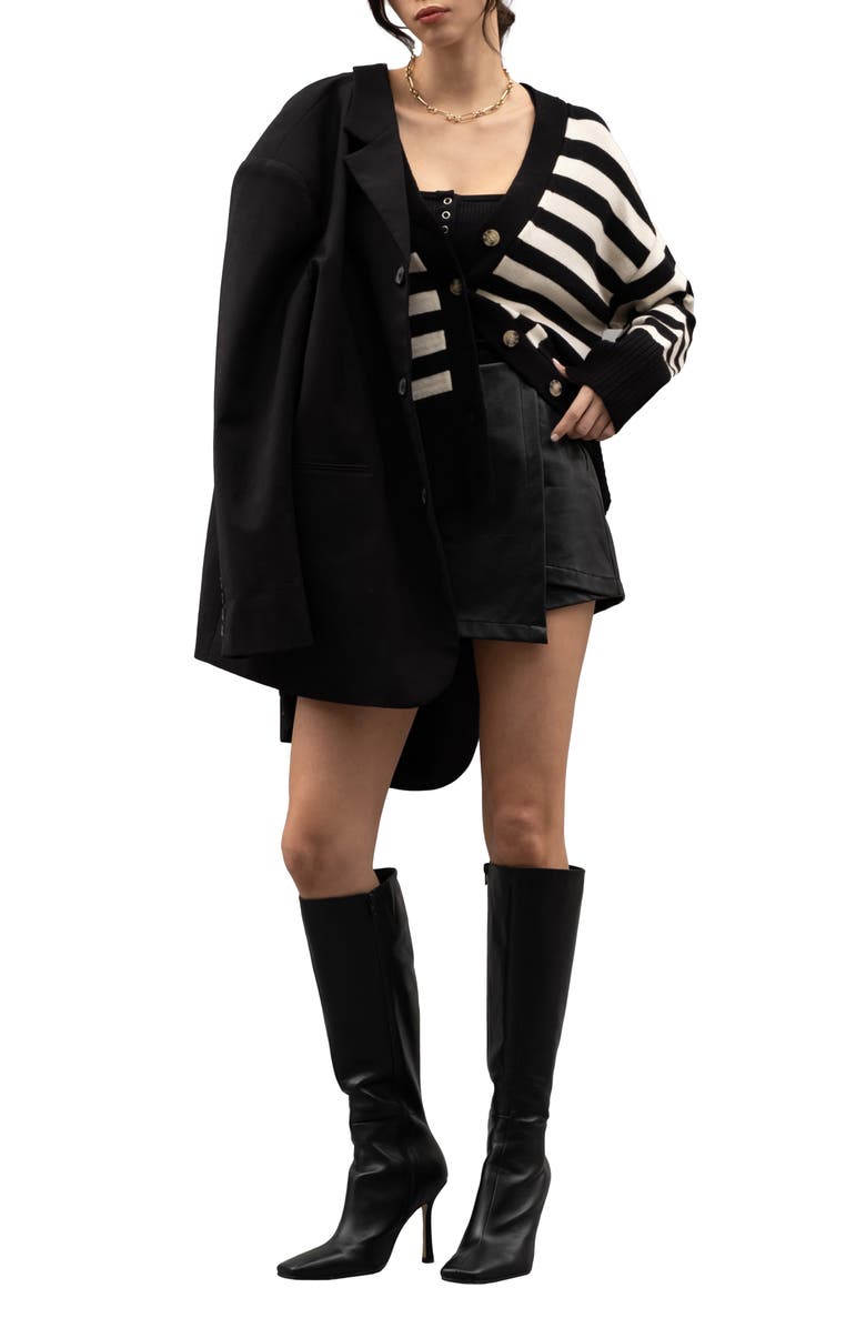 Blu Pepper Stripe Knit Cardigan, Alternate, color, 