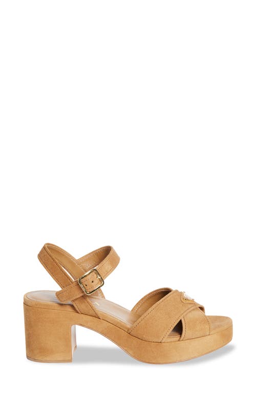 Prada Suede Platform Sandal In Brown