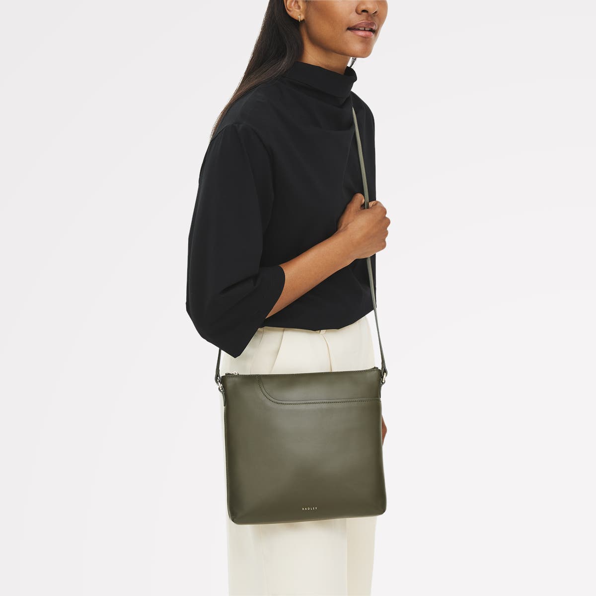 Pockets Large Ziptop Crossbody Bag, Alternate, color, Pine Needle