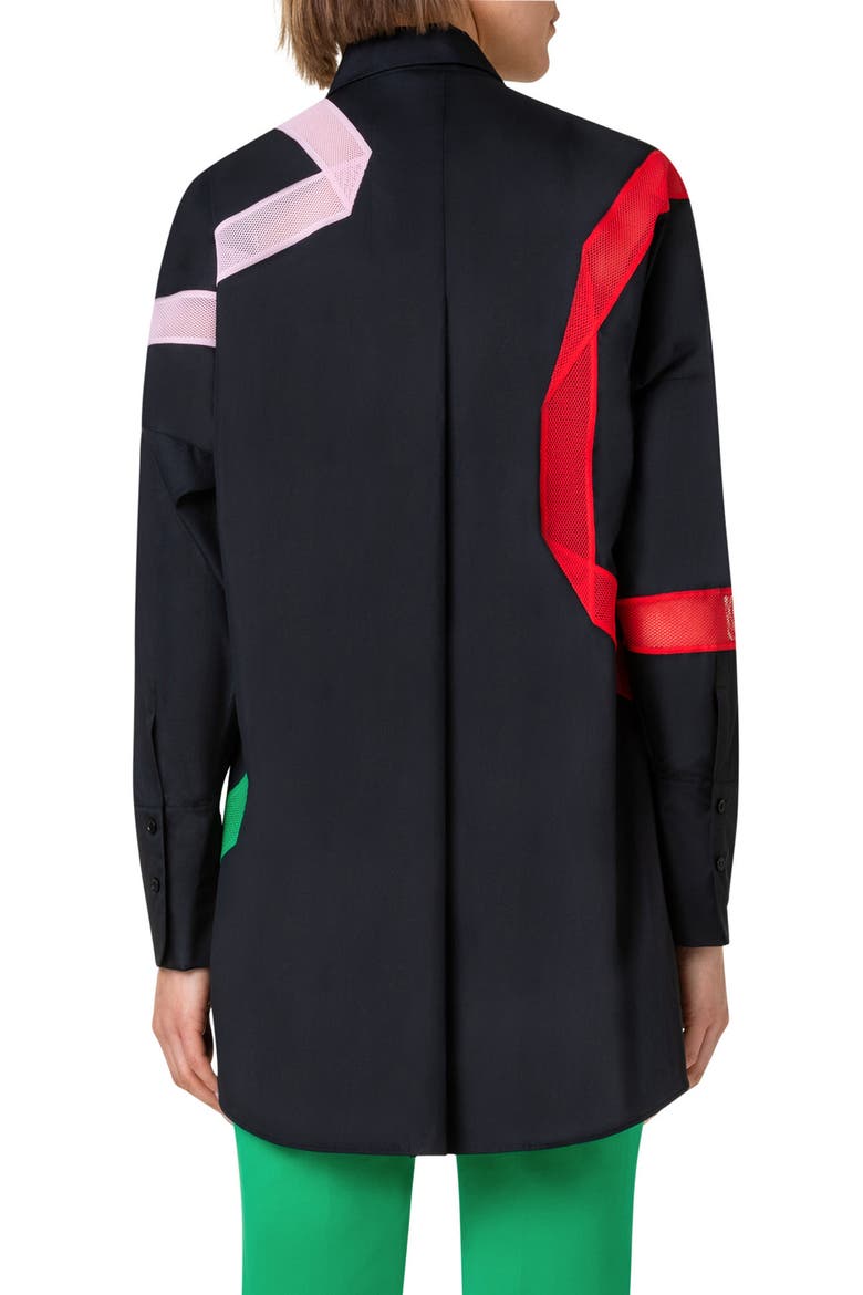 Mesh Inlay Cotton Poplin Blouse, Alternate, color, 009 BLACK-MULTICOLOR