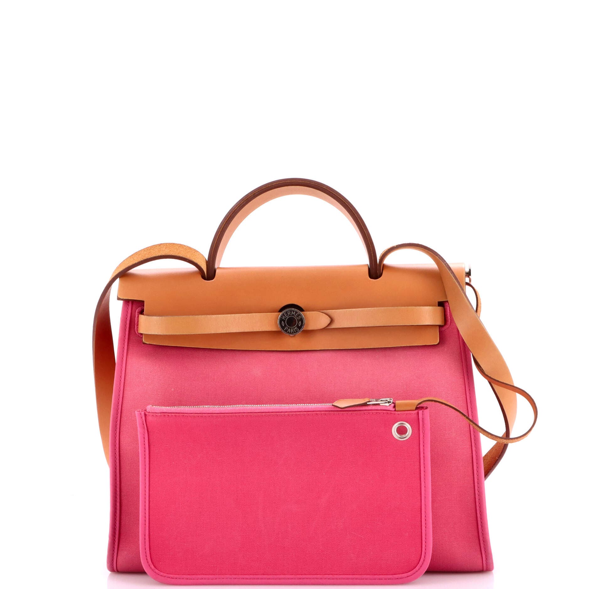 Pre-Owned Hermes Herbag Zip Leather and Toile 31, Alternate, color, Tosca