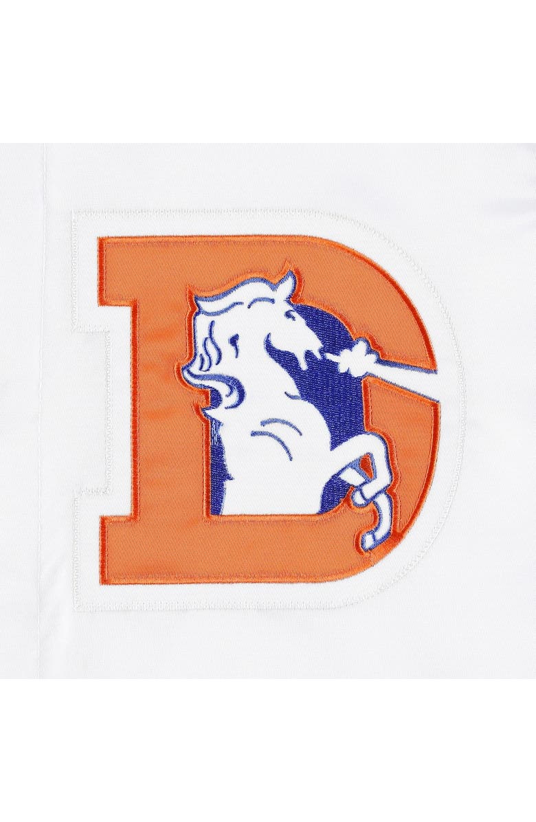 STARTER Men's Starter White Denver Broncos Throwback Warm Up Pitch Satin Full-Snap Varsity Jacket, Alternate, color,
