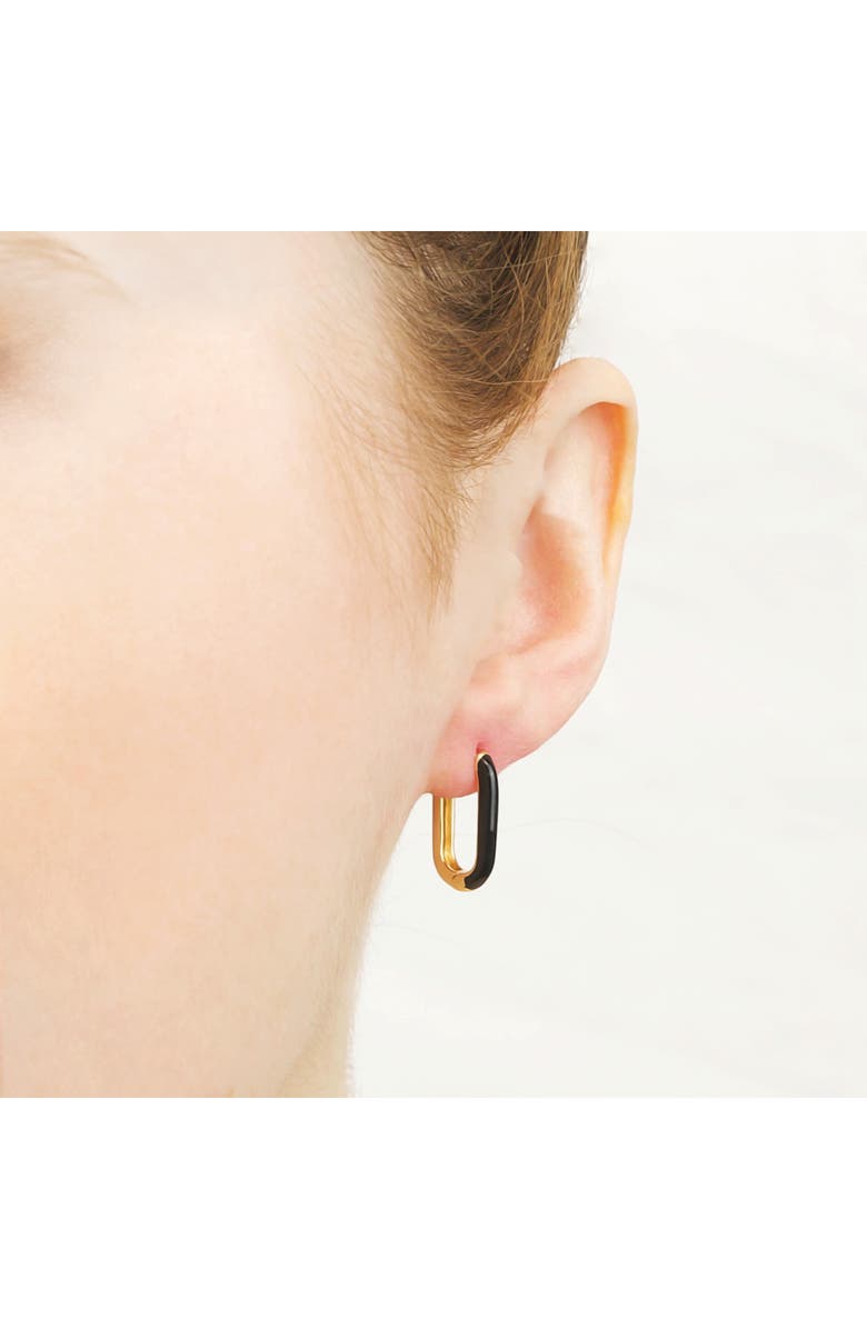 ES JEWELRY Two-Tone U-Shape Huggie Hoop Earrings, Alternate, color,