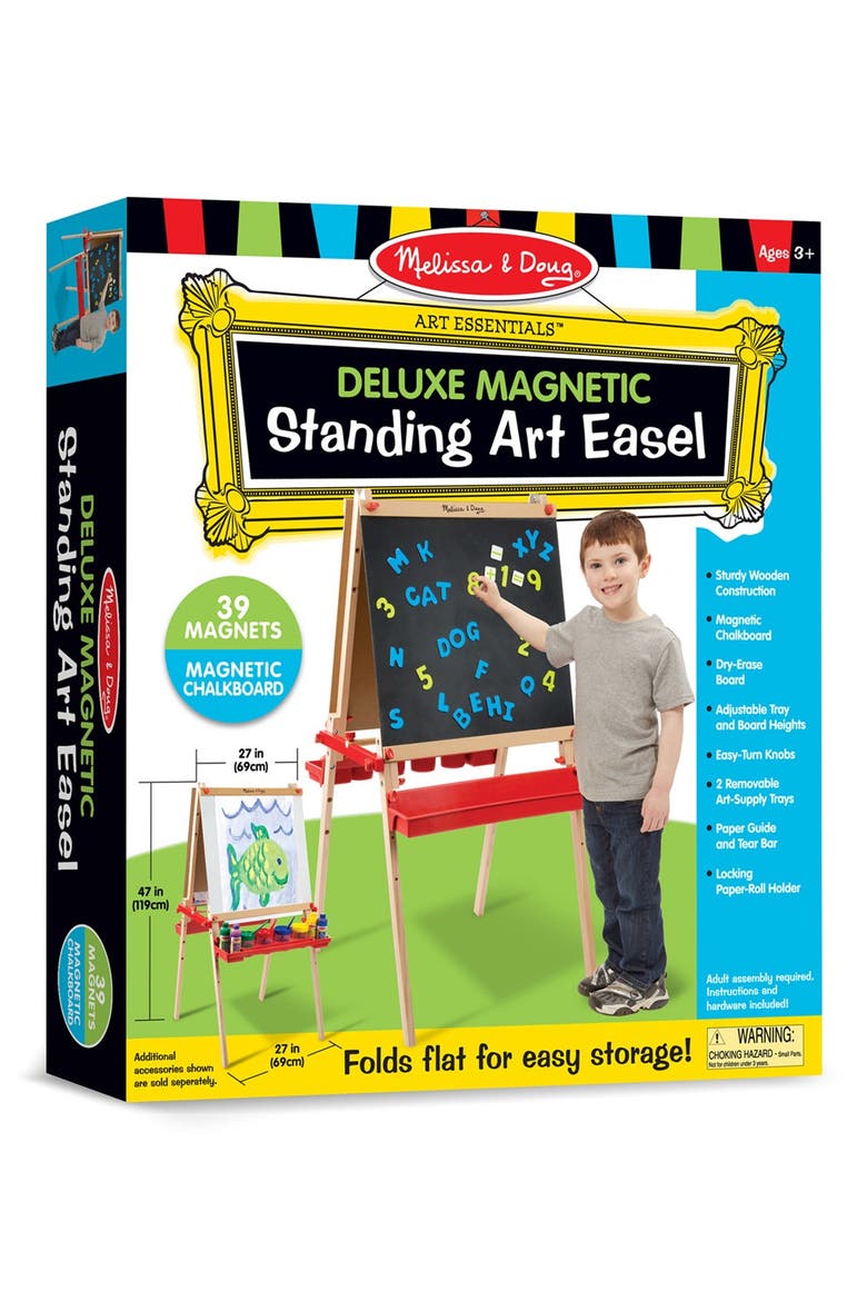 Wooden Easel with Chalkboard and Magnet Board, Main, color, 000