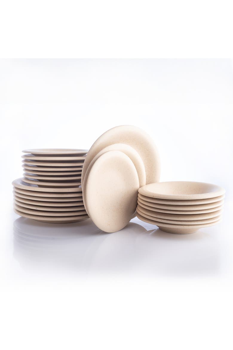 Porto by Stone Lain Aro Stoneware 24-Piece Dinnerware Set, Main, color, Cream Matte
