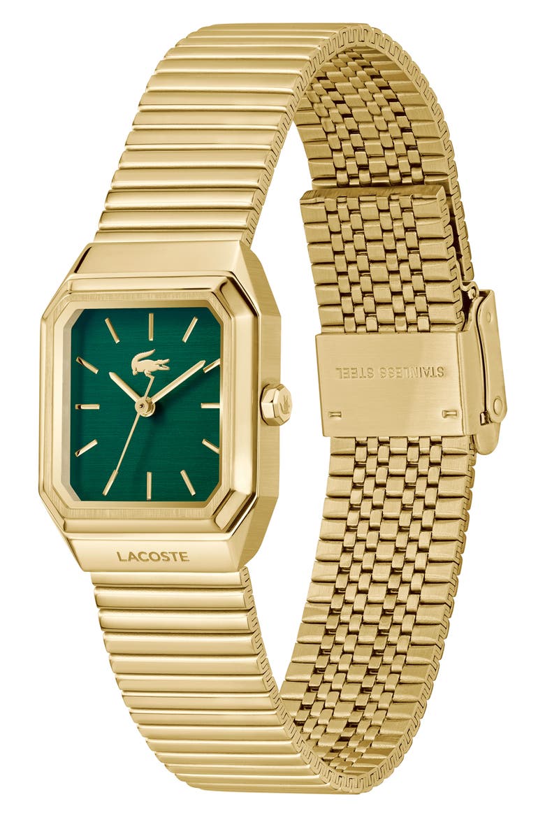 Rene Bracelet Watch, 23mm x 30.8mm, Alternate, color, GOLD/GREEN