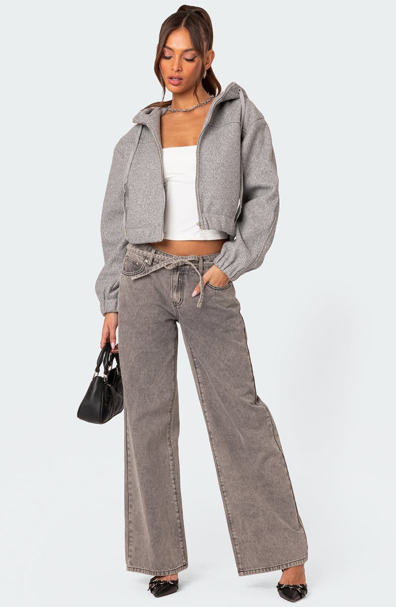 EDIKTED Textured Crop Hooded Jacket, Alternate, color, 