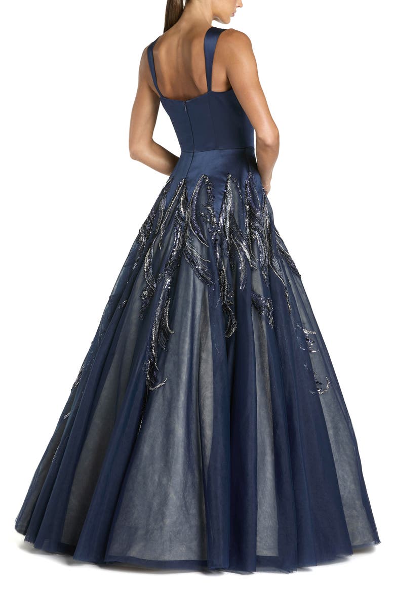 Embellished Satin Ball Gown With Tulle Skirt, Alternate, color, Midnight