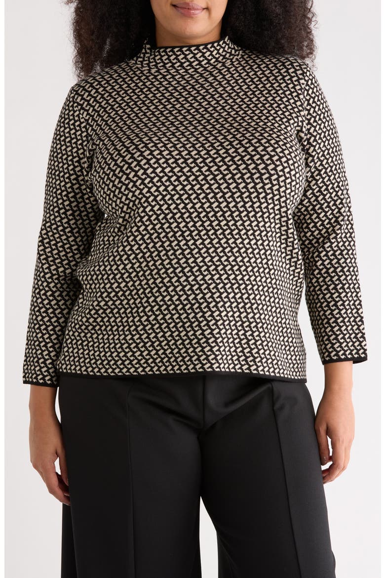 Check Mock Neck Sweater, Main, color, BLACK/ BONE HOOK