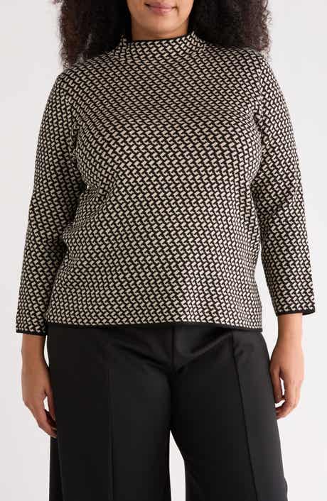 MAX STUDIO Check Mock Neck Sweater