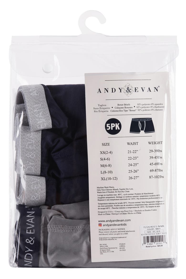 Kids' Assorted 5-Pack Boxer Briefs, Alternate, color, NAVY/ GREY