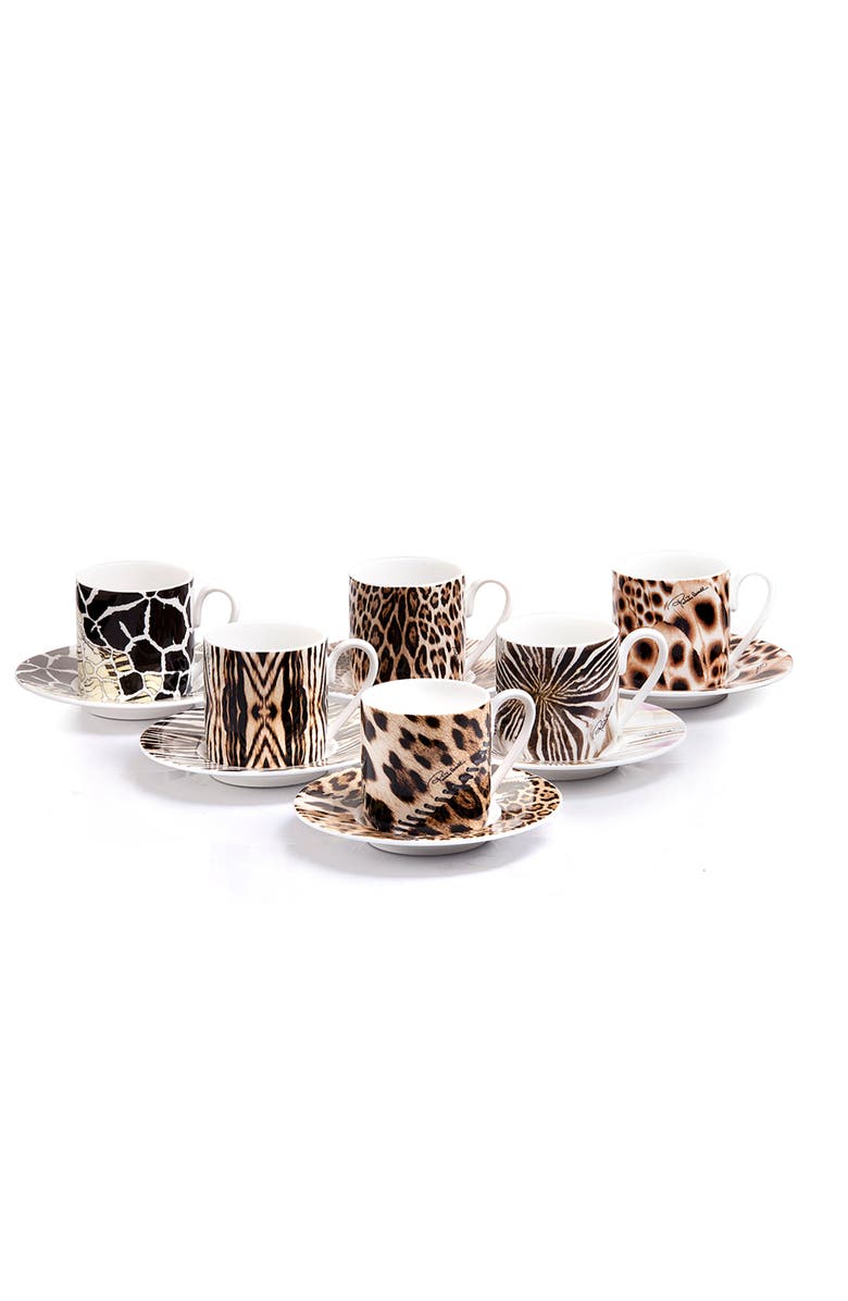 CAVALLI 6pcs Coffee Cup & Saucer with Luxury Box, Main, color, Africa