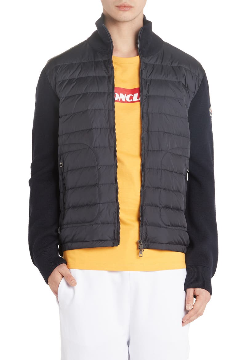 Mixed Media Down Jacket, Main, color, NAVY