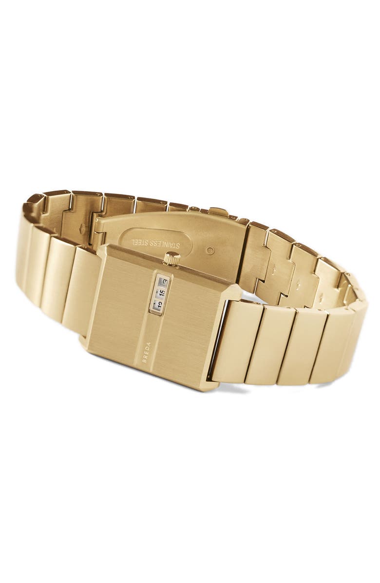 BREDA Pulse Digital 18K Gold Plate Stainless Steel Bracelet Watch, 26mm x 7mm, Alternate, color, 