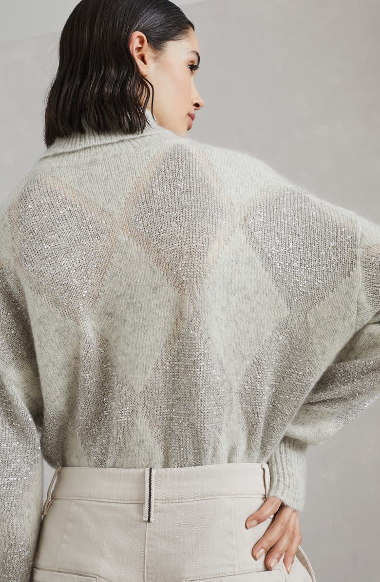 Brunello Cucinelli Stretch dyed denim loose straight trousers with monili, Alternate, color,