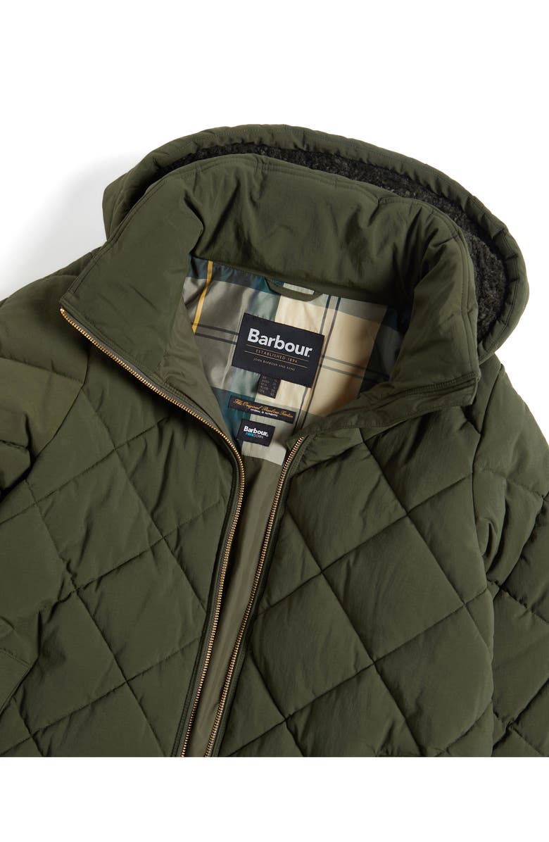Barbour Kirkton Longline Puffer Coat, Alternate, color, Olive/ Ancient