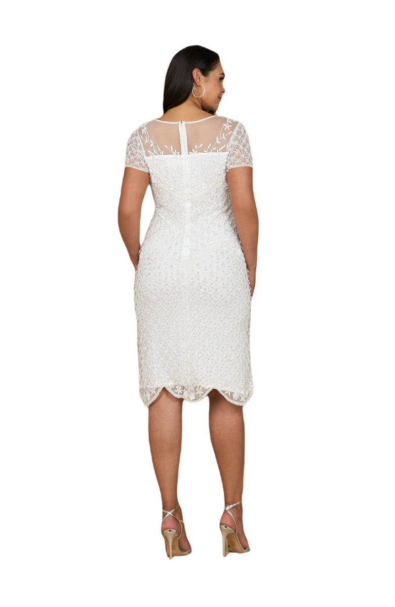 LARA New York Beaded Midi Dress with Cap Sleeves, Alternate, color, Ivory