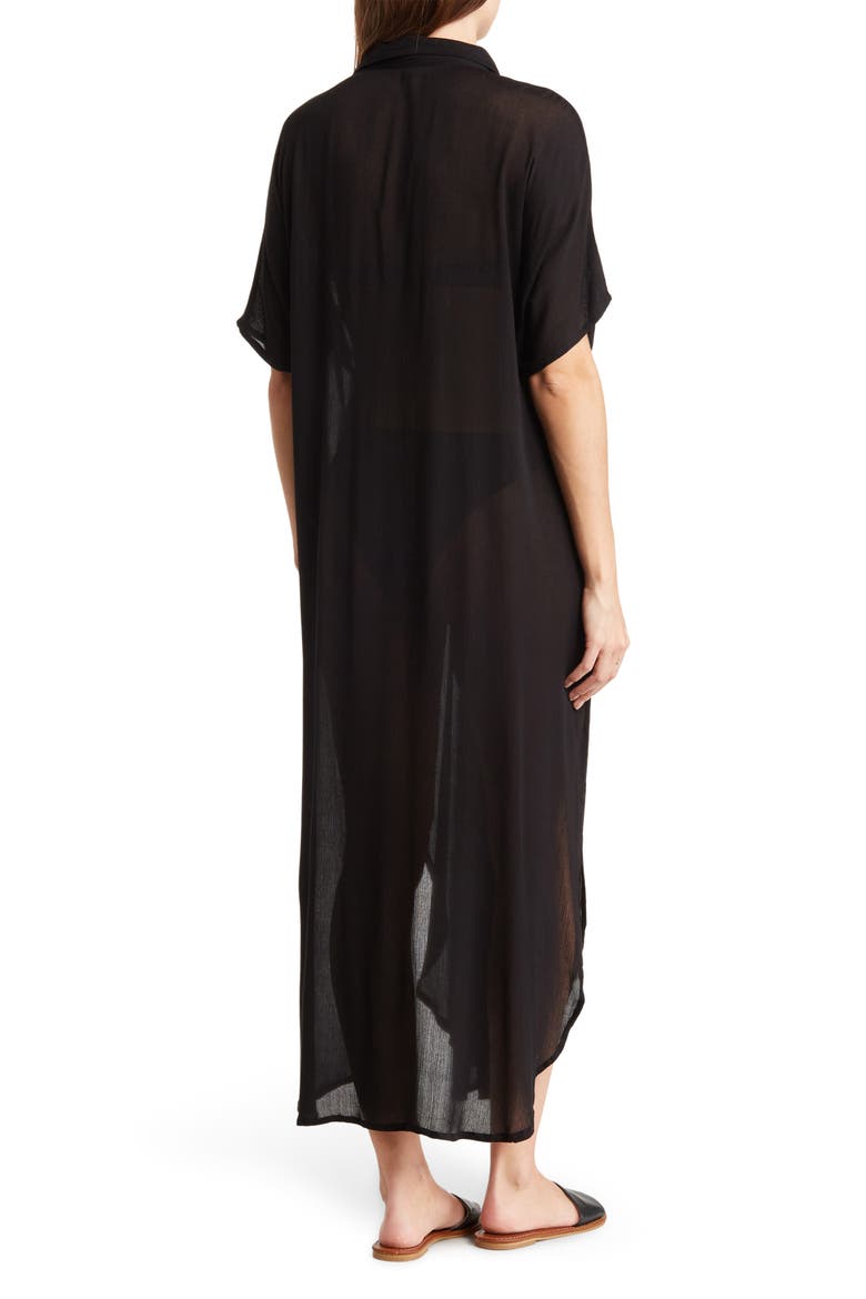 Long Shirt Cover-Up Dress, Alternate, color, BLACK