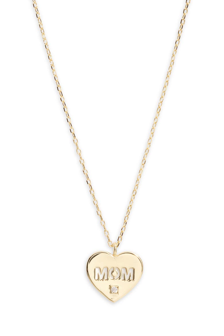 Mother-of-Pearl 'Mom' Pendant Necklace, Main, color, GOLD