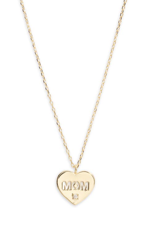 Mother-of-Pearl 'Mom' Pendant Necklace