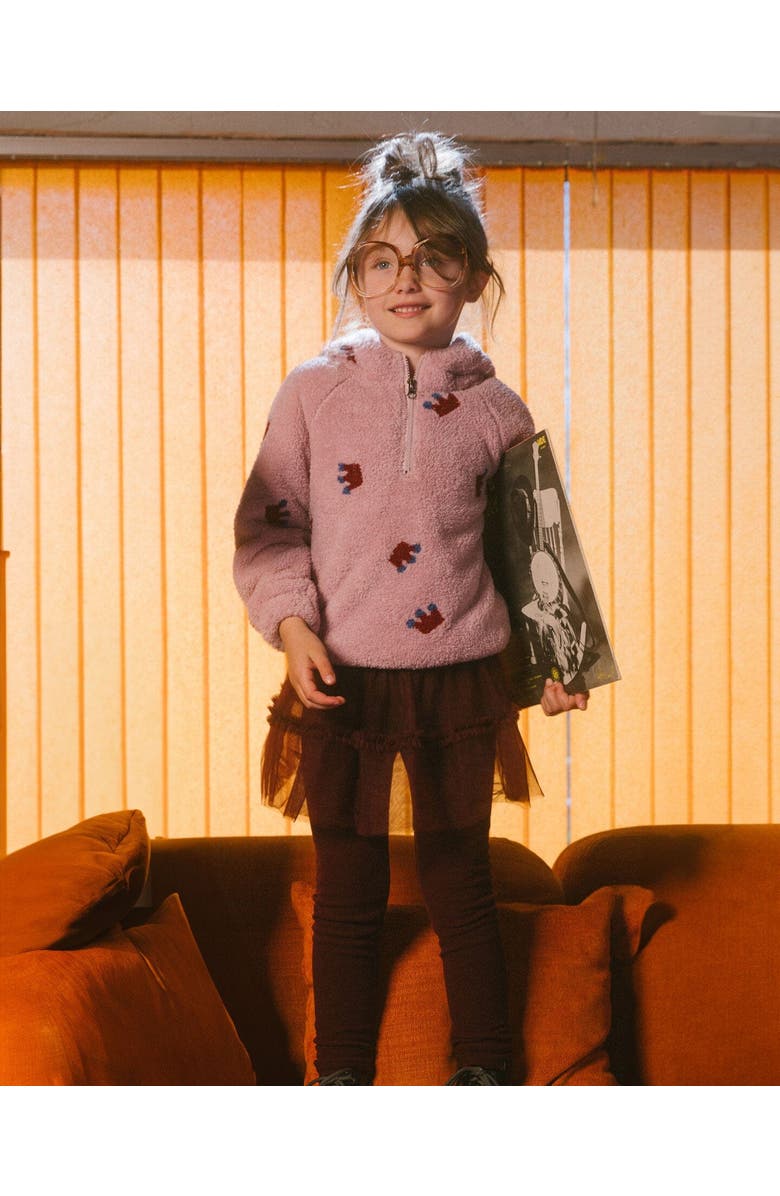 Deux par Deux Girl's Leggings With Tulle Skirt Burgundy, Alternate, color, 