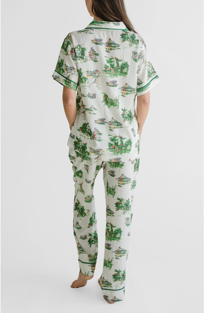 Katie Kime Golf Toile Pajama Pants Set, Alternate, color, Green