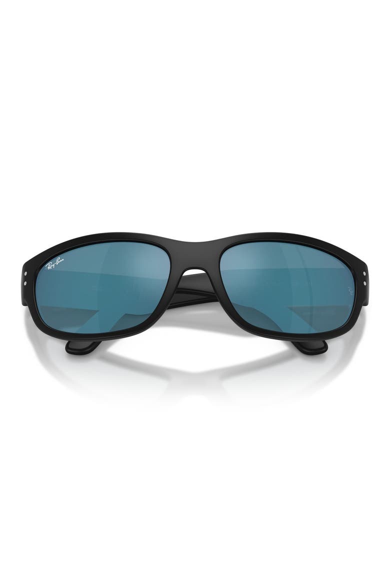 Kids' 55mm Square Sunglasses, Alternate, color, MATTE BLACK / BLUE MIRROR BLUE
