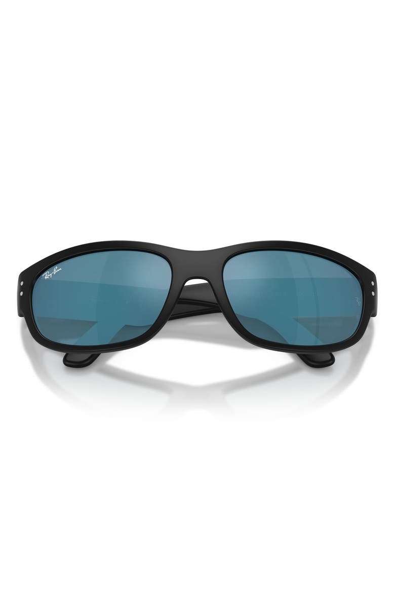 Ray-Ban Kids' 55mm Square Sunglasses, Alternate, color, Matte Black / Blue Mirror Blue