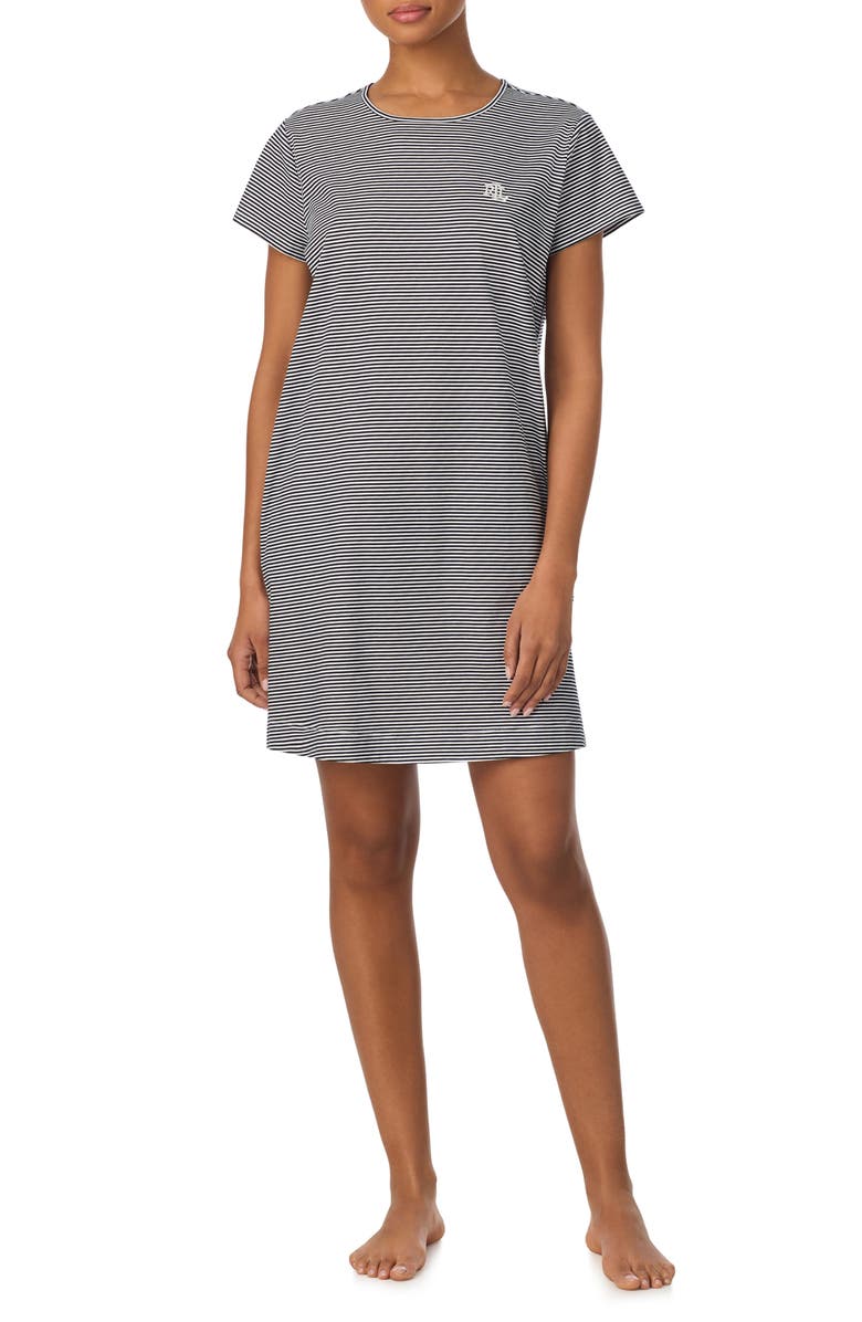 Lauren Ralph Lauren Short Sleeve Cotton Nightgown, Main, color, 