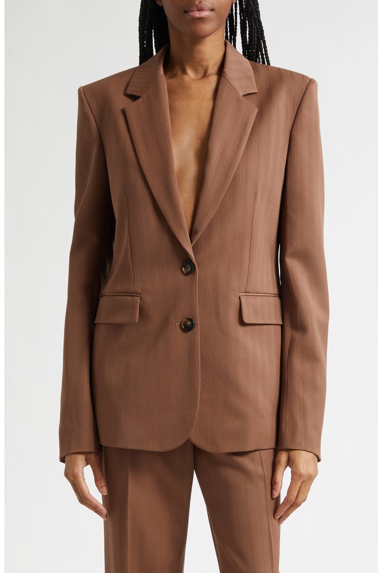Regular Fit Stripe Wool Jacket, Main, color, SIENNA