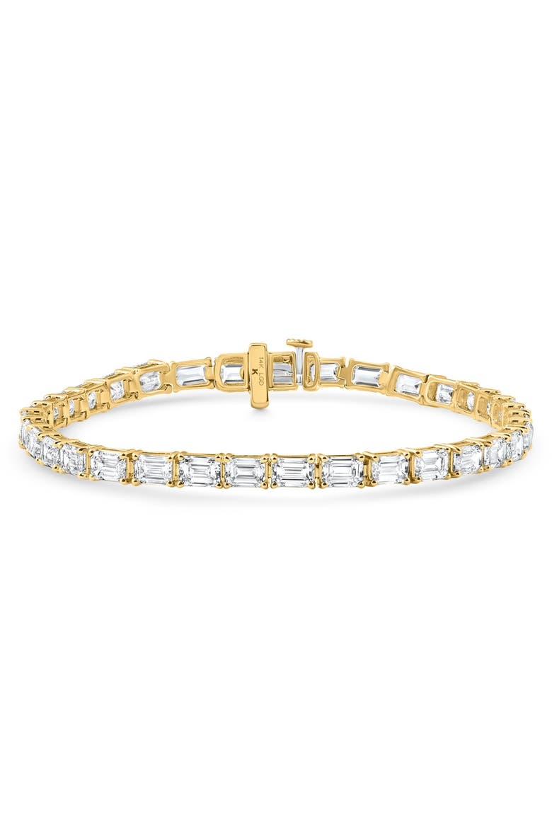 12Ct Emerald Cut Diamond East West Tennis Bracelet 14k Gold Lab Grown, Alternate, color, 14k Yellow Gold
