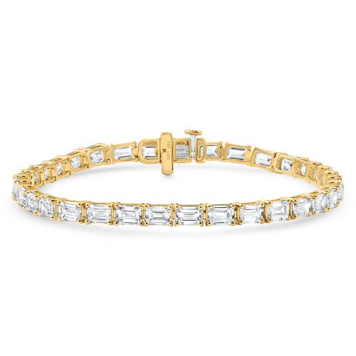 Bliss Diamond 12ct Emerald Cut Diamond East West Tennis Bracelet 14k Gold Lab Grown In Gold