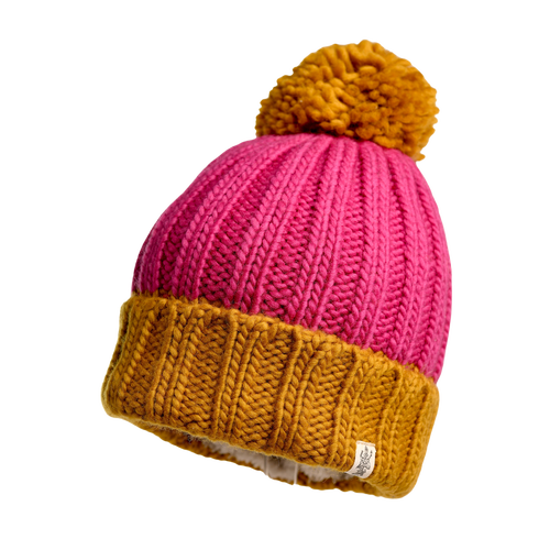 Nirvanna Designs Cherry Pom Hat In Honey/pop Pink