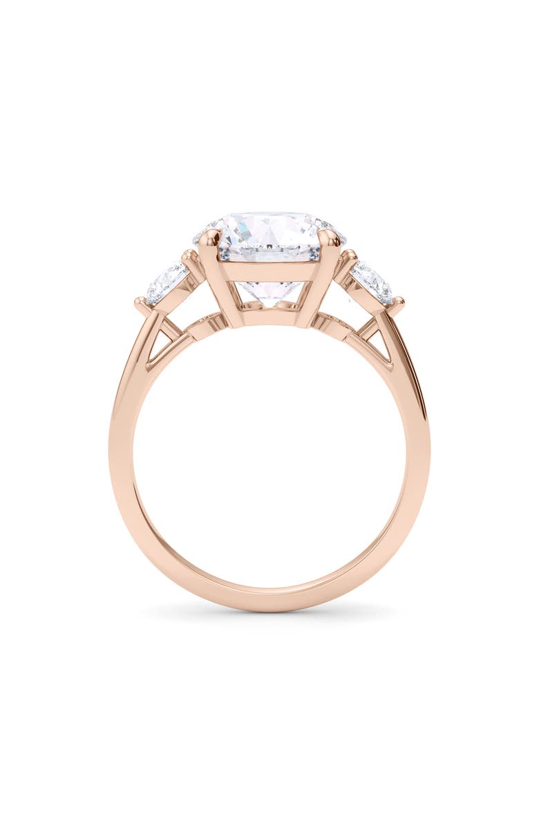 HauteCarat Three Stone Round Cut Lab Created Diamond Ring, Alternate, color, 2.00Ctw 18K Rose Gold